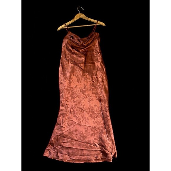 Vintage Satin Slip Prom Dress Womens Medium Cowl Neck Maxi Whimsigoth - Picture 6 of 16